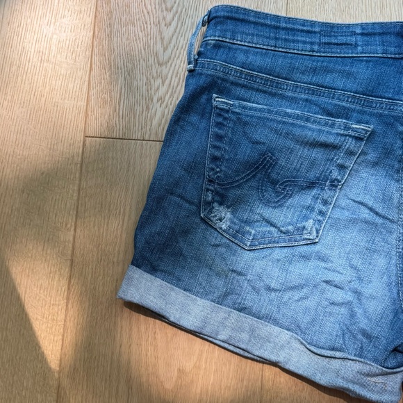 AG Adriano Goldschmied Hailey ex boyfriend roll up distressed denim shorts 27 - Picture 7 of 17